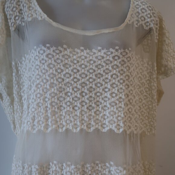 Womens Free People Cream Semi Sheer Oversized Tank Top M - Picture 4 of 7